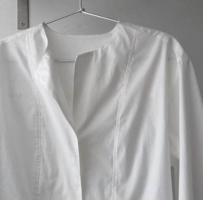 Blusa Suelta de Cuello Redondo con Mangas Linterna - Blanco para Mujer - Image 4