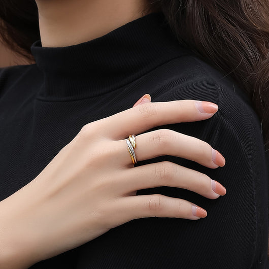 Anillo de Plata S925 con Textura de Ondas Irregulares para Mujer