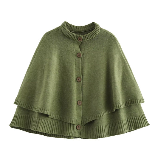 Abrigo Tejido Estilo Capa con Cuello Redondo Multiuso - Image 14