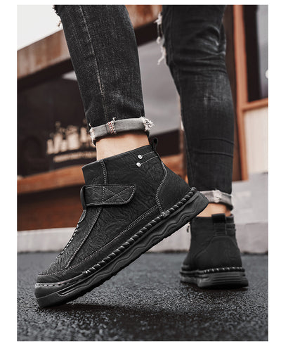 Botas Altas de Cuero para Hombre - Estilo Cargo Versátil - Image 17