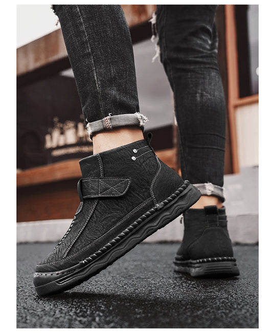 Botas Altas de Cuero para Hombre - Estilo Cargo Versátil - Image 17
