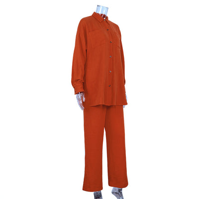 Conjunto Elegante de Blusa Manga Larga y Pantalón Ancho Cintura Alta - Image 18