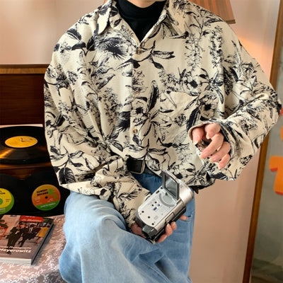 Camisa Vintage Estampada de Manga Larga Otoño - Image 2