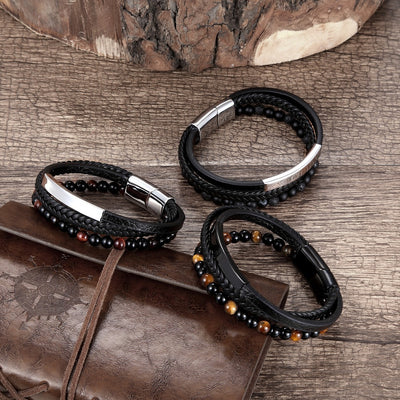 Pulsera de Piedra Natural con Cierre Magnético y Cuero Trenzado - Image 6