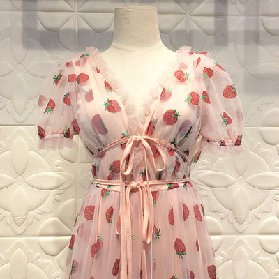Vestido de Fiesta Strawberry con Lentejuelas y Malla - Image 8
