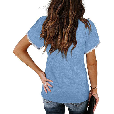 Blusa de Algodón con Escote V y Mangas Pétalo - Corte Holgado y Encaje - Image 16