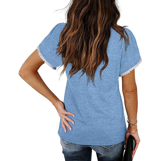 Blusa de Algodón con Escote V y Mangas Pétalo - Corte Holgado y Encaje - Image 16