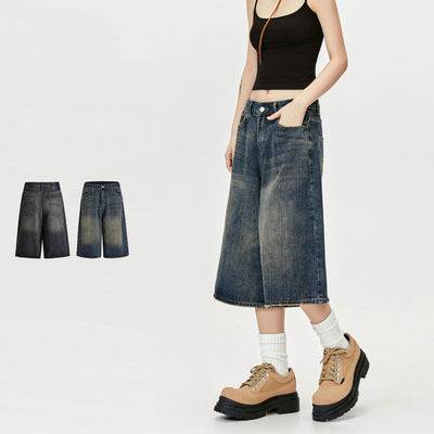 Pantalones Vaqueros Cropped Rectos Efecto Vintage Desgastado - Image 5