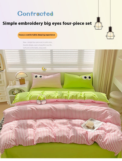 Juego de Cama Ojos Grandes - Funda Nórdica 4 Piezas Efecto Satinado - Image 23