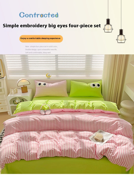 Juego de Cama Ojos Grandes - Funda Nórdica 4 Piezas Efecto Satinado - Image 23