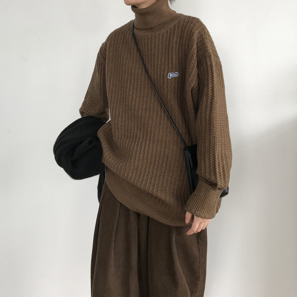 Suéter Cuello Alto Retro Caramelo Estilo Japonés
