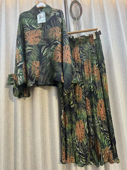 Conjunto de Dos Piezas: Blusa Estampada Personalizada + Pantalón Ancho de Cintura Alta - Image 58