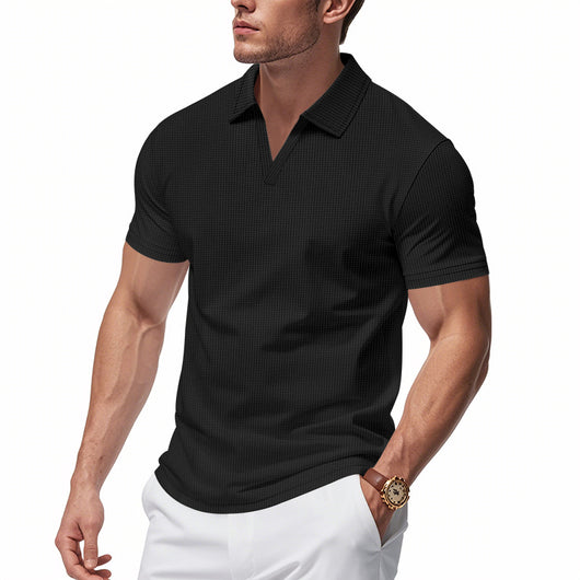 Polo Deportivo Hombre Cuello V Tejido Waffle Manga Corta Suelta - Image 14