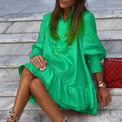 Vestido Mini con Manga Larga y Volante en la Espalda - Image 11
