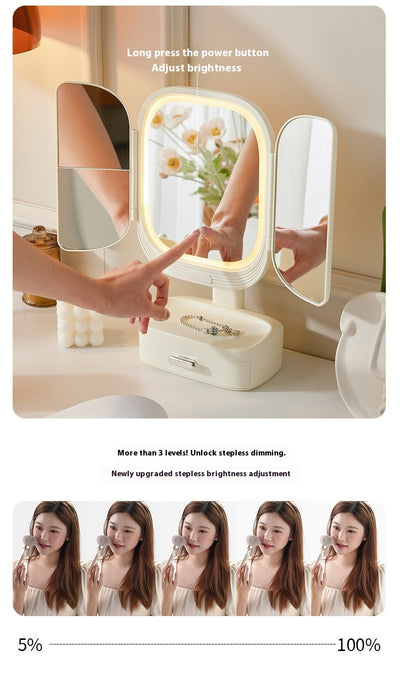 Espejo de Maquillaje LED de Escritorio Plegable con Luz Integrada - Image 8