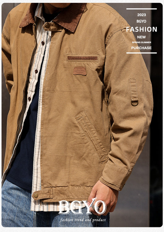 Chaqueta Retro de Lona Pesada con Solapa - Abrigo Clásico para Otoño - Image 19