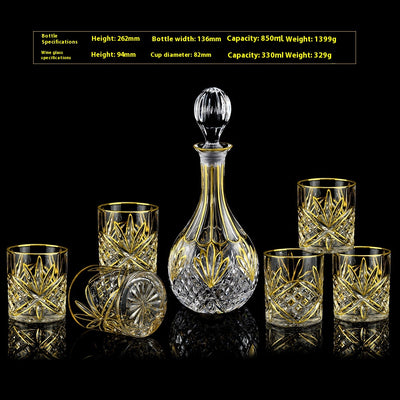 Juego de Copas de Cristal para Whisky y Vino con Detalles Dorados - Image 25