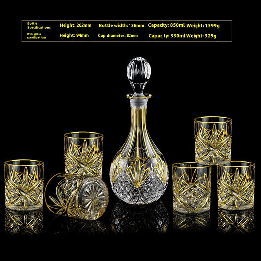 Juego de Copas de Cristal para Whisky y Vino con Detalles Dorados - Image 25