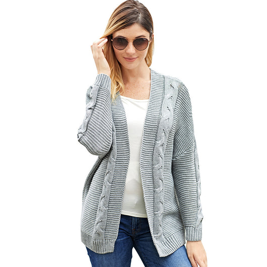 Cardigan Tejido Retorcido Largo para Mujer - Suéter Sólido Versátil - Image 7