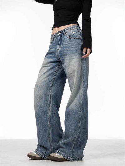 Jeans Vintage Rotos de Cintura Alta para Mujer - Azul Clásico - Image 3