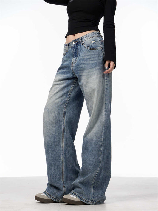 Jeans Vintage Rotos de Cintura Alta para Mujer - Azul Clásico - Image 3