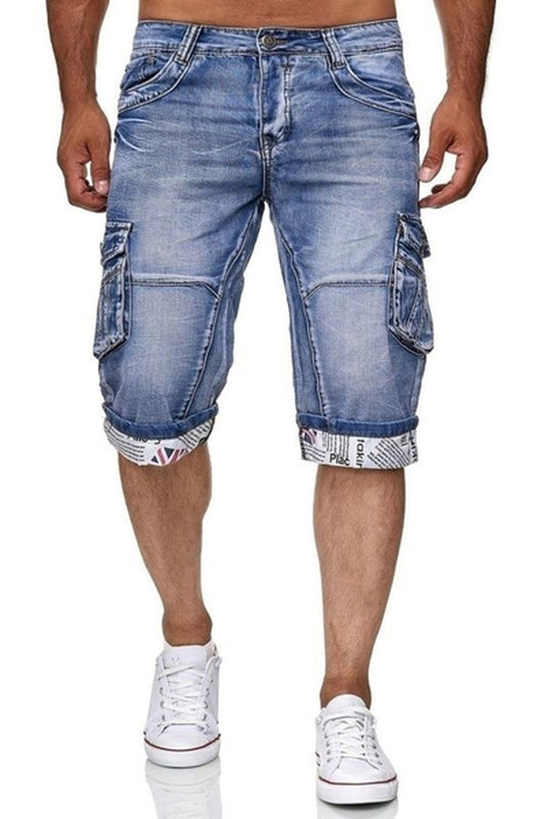 Shorts Denim Recto Clásico con Bolsillos Funcionales
