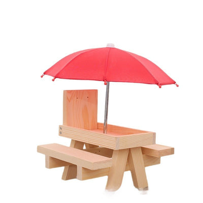 Comedero de Madera para Ardillas y Pequeños Animales con Banco - Image 4
