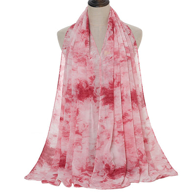 Pañuelo Chifón Estampado Tie-Dye con Perlas - Image 14