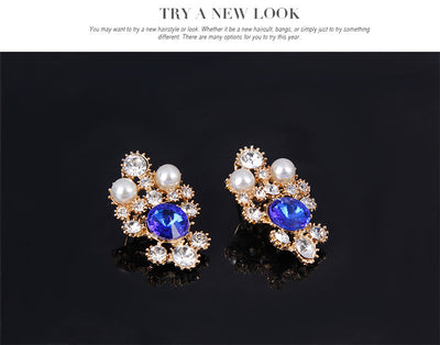 Four-piece bridal jewelry set with gold-toned necklace, earrings, bracelet, and ring, featuring amber and clear rhinestones with faux pearls. - Image 9