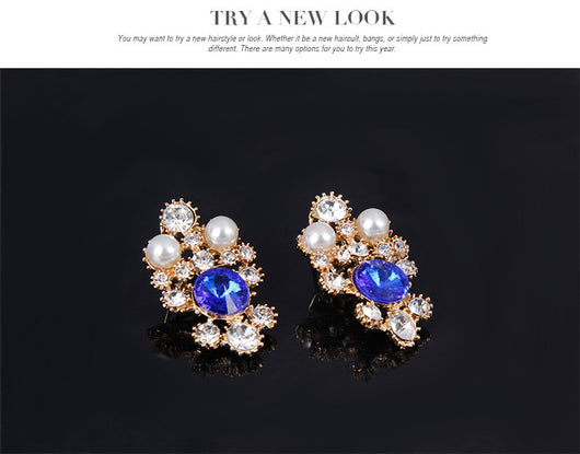 Four-piece bridal jewelry set with gold-toned necklace, earrings, bracelet, and ring, featuring amber and clear rhinestones with faux pearls. - Image 9
