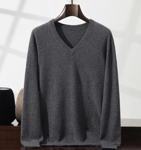 Suéter Minimalista Cuello en V para Hombre - Image 33