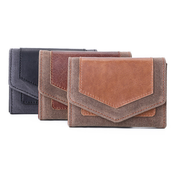 Cartera Minimalista de Cuero Vegetal y Lona Encerada
