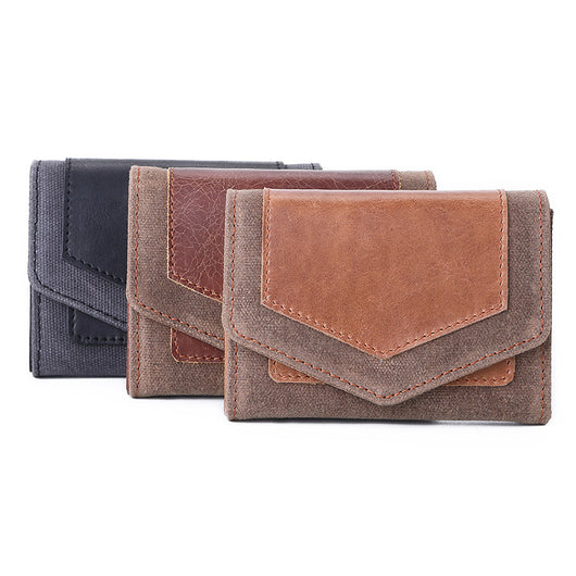 Cartera Minimalista de Cuero Vegetal y Lona Encerada