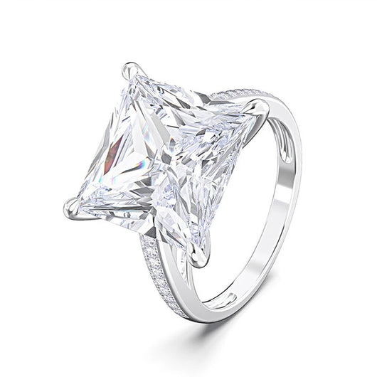 Anillo Cuadrado de Plata Esterlina con Zirconia Cúbica Clásico - Image 14