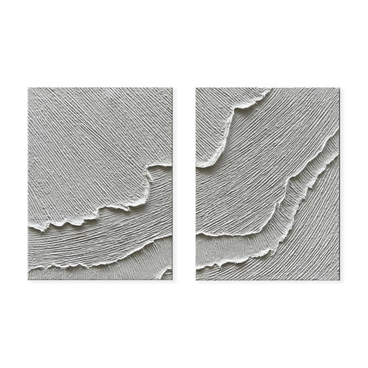 Cuadro Abstracto Olas Blancas con Textura 3D - Pintura al Óleo Hecha a Mano para Sala y Dormitorio