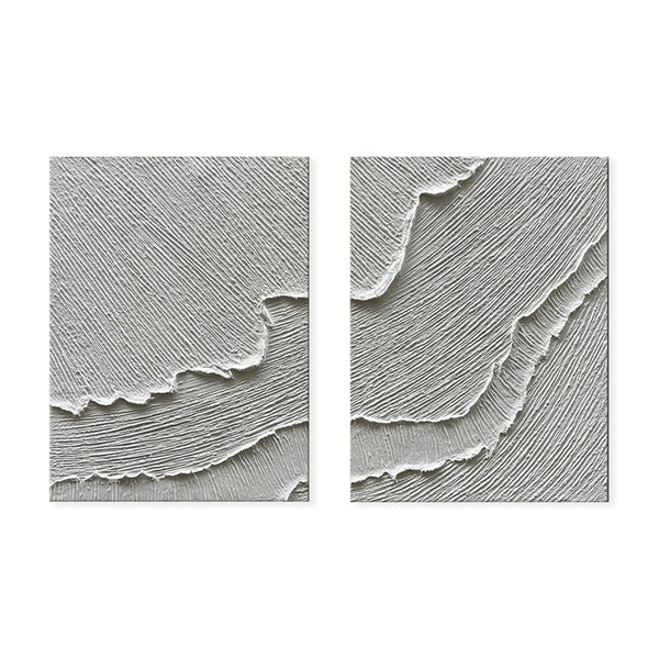 Cuadro Abstracto Olas Blancas con Textura 3D - Pintura al Óleo Hecha a Mano para Sala y Dormitorio