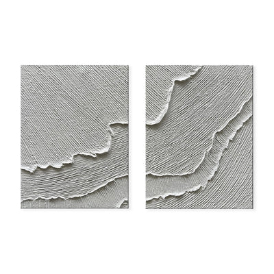 Cuadro Abstracto Olas Blancas con Textura 3D - Pintura al Óleo Hecha a Mano para Sala y Dormitorio