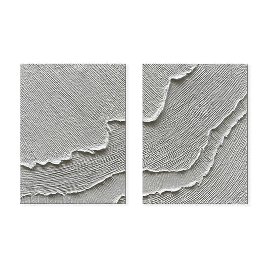 Cuadro Abstracto Olas Blancas con Textura 3D - Pintura al Óleo Hecha a Mano para Sala y Dormitorio