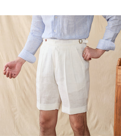 Pantalones Cortos de Lino Transpirable Estilo Italiano Ligeros y Versátiles - Image 4