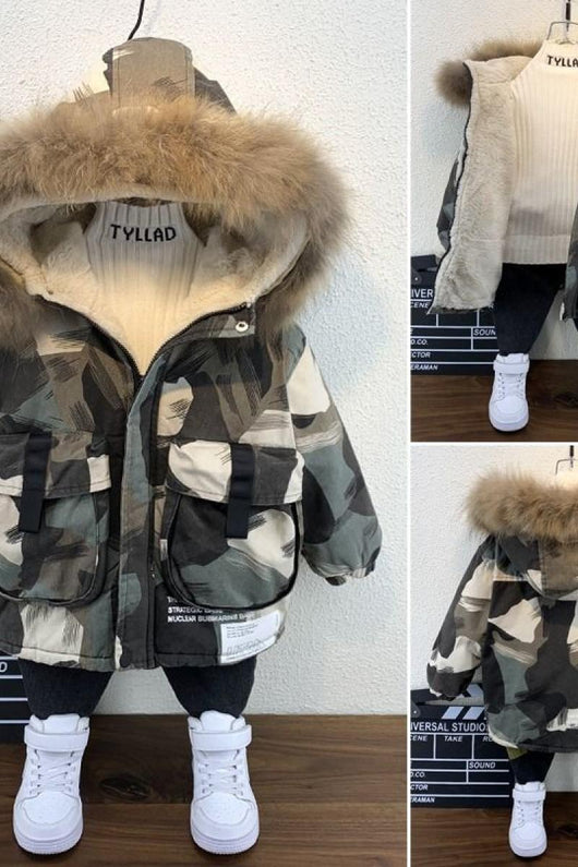Chaqueta Acolchada Infantil Camuflaje Estilo Internacional para Invierno - Image 4