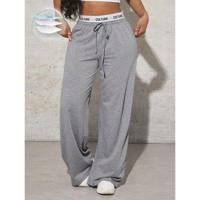 Pantalones Anchos Casual con Estampado de Letras para Mujer - Image 10