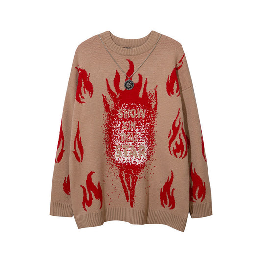 Suéter Suelto Hip Hop Street Flame con Jacquard - Image 10