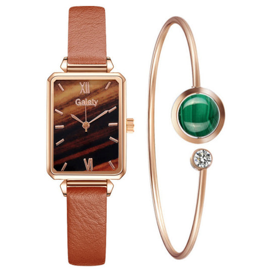 Reloj Cuadrado para Mujer Verde Malaquita con Temperamento Retro - Image 15