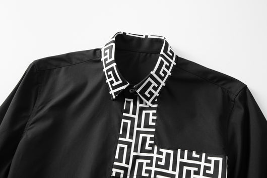 Camisa Manga Larga Algodón Hombre con Estampado Dorsal y Panel Frontal Contraste - Image 15