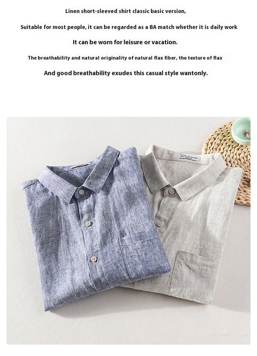 Camisa de Lino Casual para Hombre con Cuello Cuadrado - Image 16