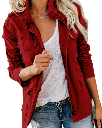 Chaqueta Casual para Mujer con Solapa y Cierre de Cremallera - Image 9
