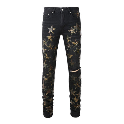 Jeans Rotos de Cuero con Estrella - Tendencia Street Style - Image 2