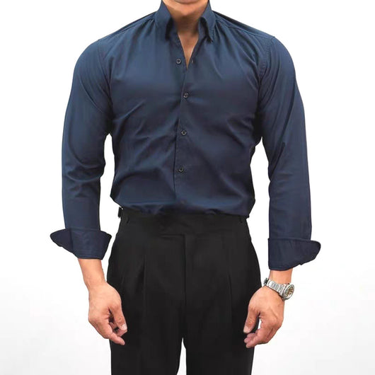 Camisa de Trabajo Clásica de Color Sólido para Hombre - Image 8