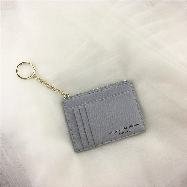 Cartera Minimalista Ultra Delgada con Cierre de Cremallera - Organizador de Documentos Retro