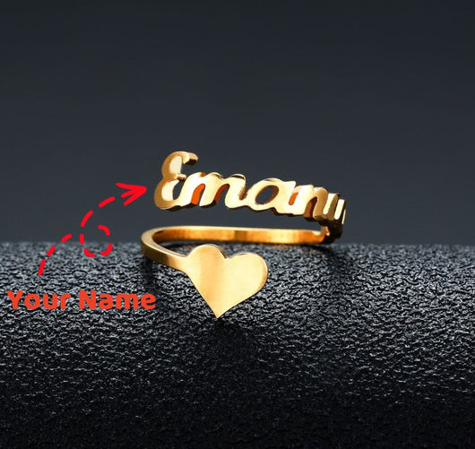 Anillo Personalizado de Acero Inoxidable con Nombre y Corazón para Hombre y Mujer - Image 4